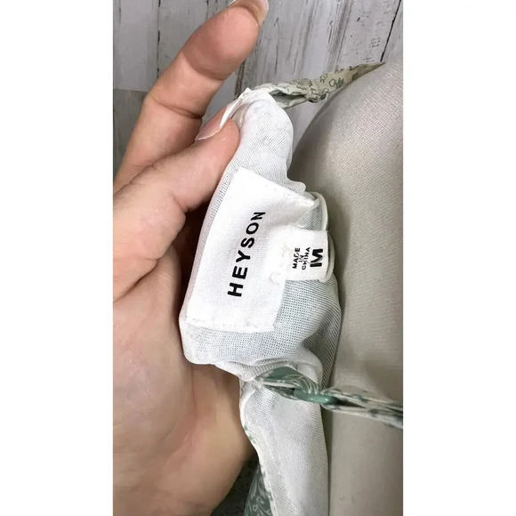 Heyson Women's Medium Floral Patchwork Tank Top Mint Green Sleeveless V-Neck - Picture 4 of 7